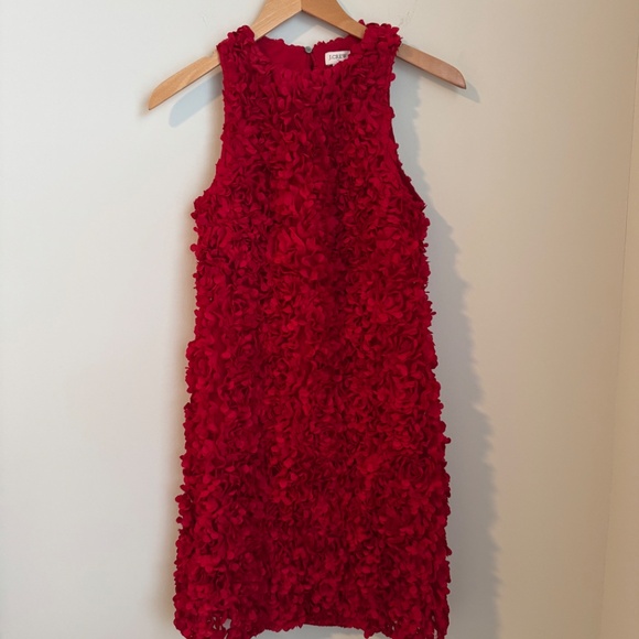 NWT J.Crew Factory Red Rosette mini dress SZ 0 - Picture 4 of 7